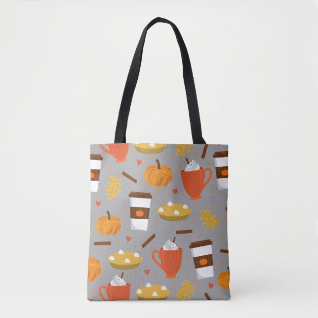 love pumpkin spice grey grey tote bag (Front)