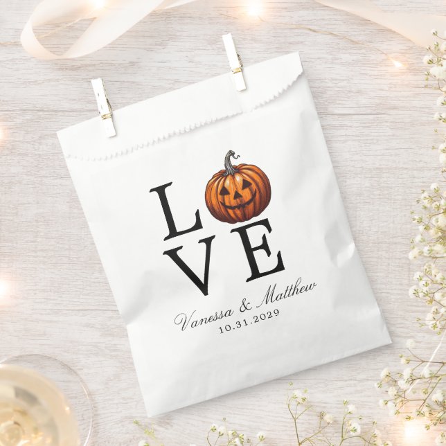 Love Pumpkin Wedding Favour Bag (Clipped)