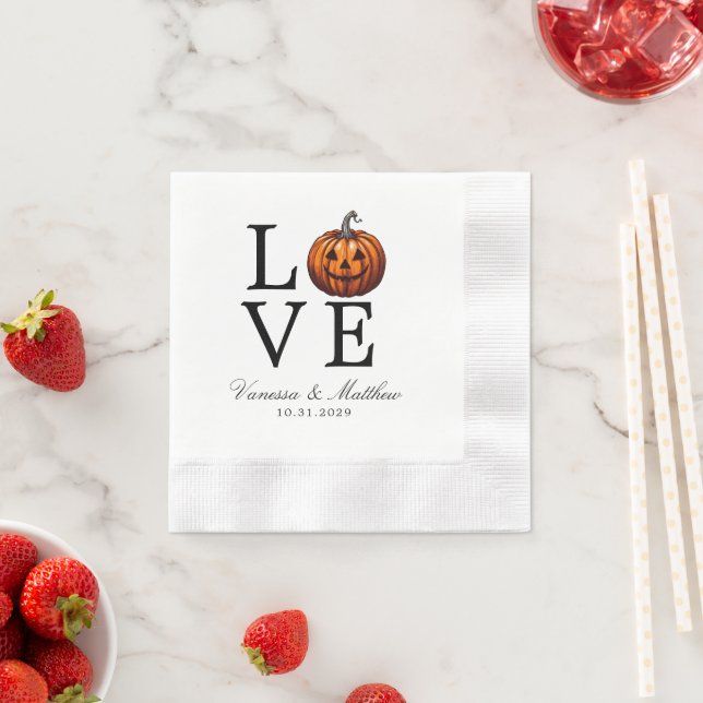 Love Pumpkin Wedding Napkin (Insitu)