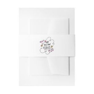 Love Purple Hearts Arrows Wedding Party Invitation Belly Band