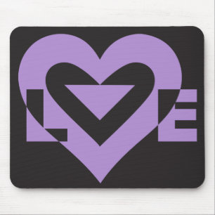 Love Purple on Black Mouse Pad
