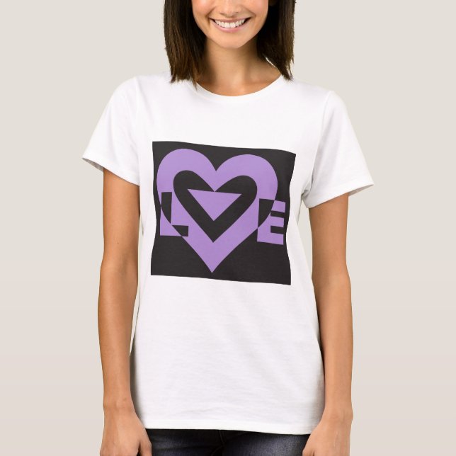 Love Purple on Black T-Shirt (Front)