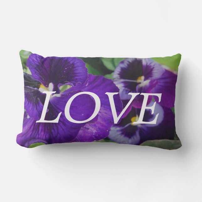lOVE  Purple Pansies , flowers inspiration pillow (Front)