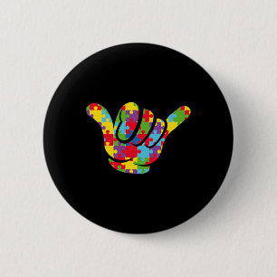 Love Puzzle Hand Sign Language Autism Awareness Su 2 Inch Round Button