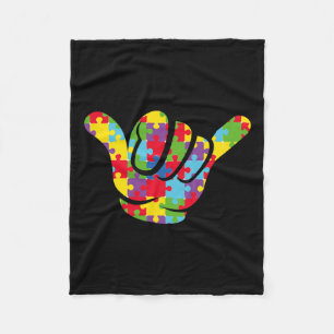 Love Puzzle Hand Sign Language Autism Awareness Su Fleece Blanket