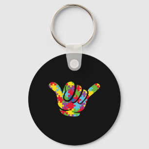 Love Puzzle Hand Sign Language Autism Awareness Su Keychain