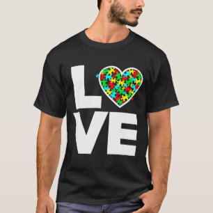 Love Puzzle Piece Cute Heart World Autism Awarenes T-Shirt