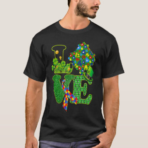 LOVE Puzzle Piece Shamrock St Patricks Day Autism  T-Shirt