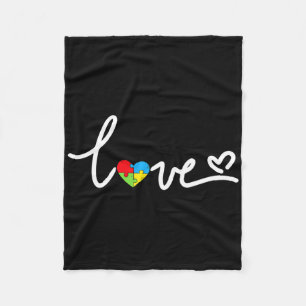 Love Puzzle Pieces Heart Autism Awareness Gifts  Fleece Blanket