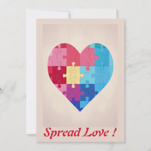 Love Puzzle Rainbow Heart 2 Personalized Holiday Card