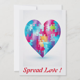 Love Puzzle Rainbow Heart 3 Personalized Holiday Card