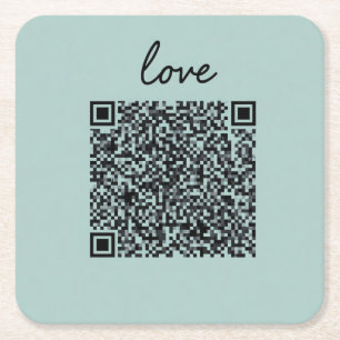 Love QR Code Square Paper Coaster