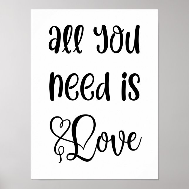 Love Quote Art|Romantic Monochrome Cute Typography Poster (Front)
