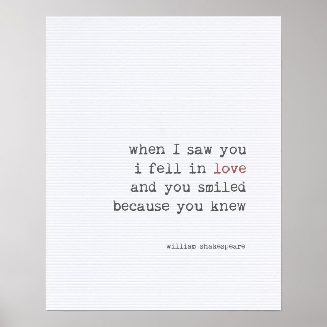 Love quote art typography Shakespeare Poster (Front)