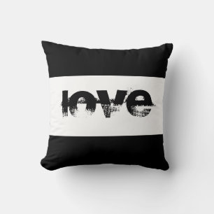love quote bold text black and white modern style throw pillow