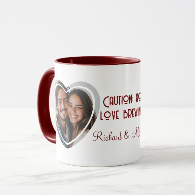 Love Quote Custom Heart Shaped Photo I Names Red Mug (Front Left)