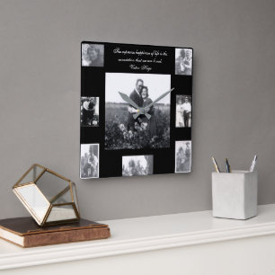 Love Quote Eight Photo Frame Centre Photo Square Wall Clock