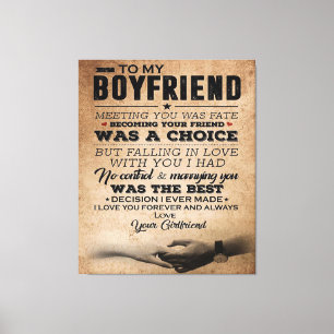Love Quote For Boyfriend   Cute Boyfriend Gift Canvas Print