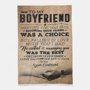 Love Quote For Boyfriend Cute Boyfriend Gift Kitchen Towel