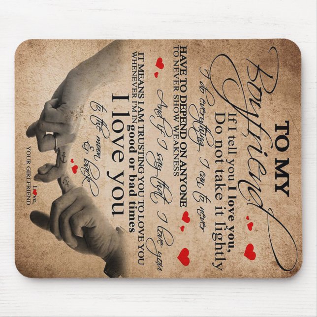 Love Quote For Boyfriend | Cute Boyfriend Gift Mouse Pad (Front)