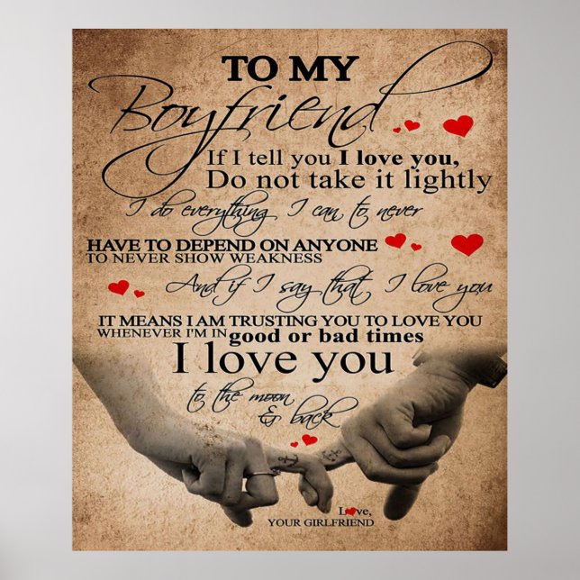 Love Quote For Boyfriend | Cute Boyfriend Gift Poster (Front)