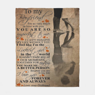 Love Quote For Boyfriend   Funny gift for him Fleece Blanket