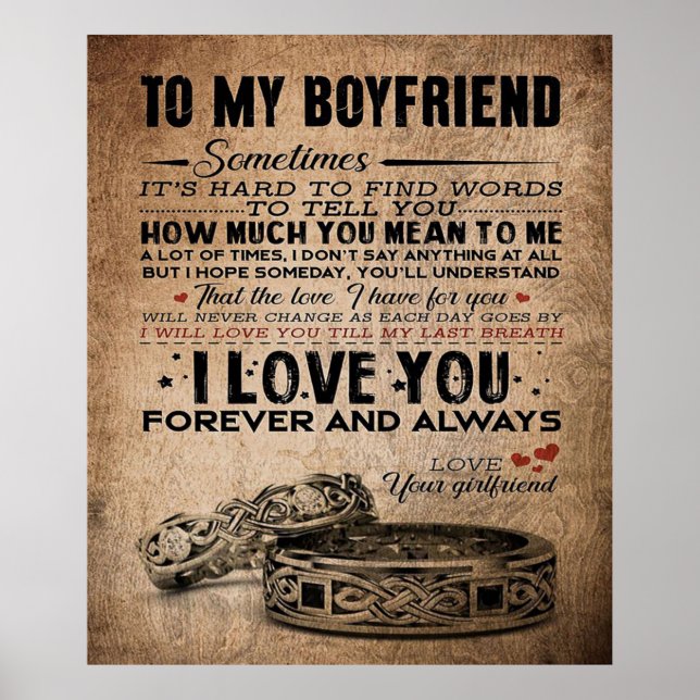 Love Quote For Boyfriend | Funny Quotes Present Poster (Front)