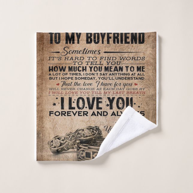 Love Quote For Boyfriend | Funny Quotes Present Wash Cloth (Wash Cloth)