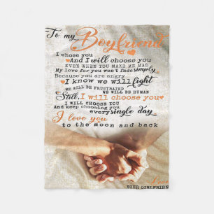 Love Quote For Boyfriend   Gift for husband, bf Fleece Blanket