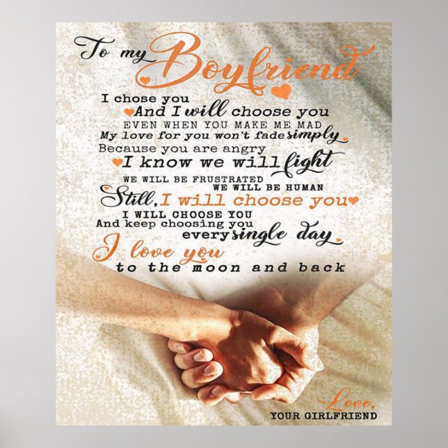 Love Quote For Boyfriend | Gift for husband, bf Poster (Front)