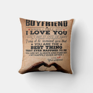 Love Quote For Boyfriend, Husband Love Birthday Throw Pillow