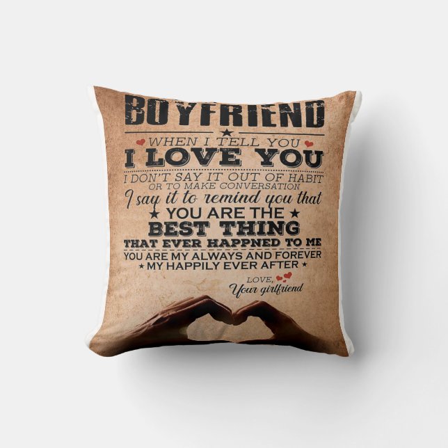 Love Quote For Boyfriend, Husband Love Birthday Throw Pillow (Front)