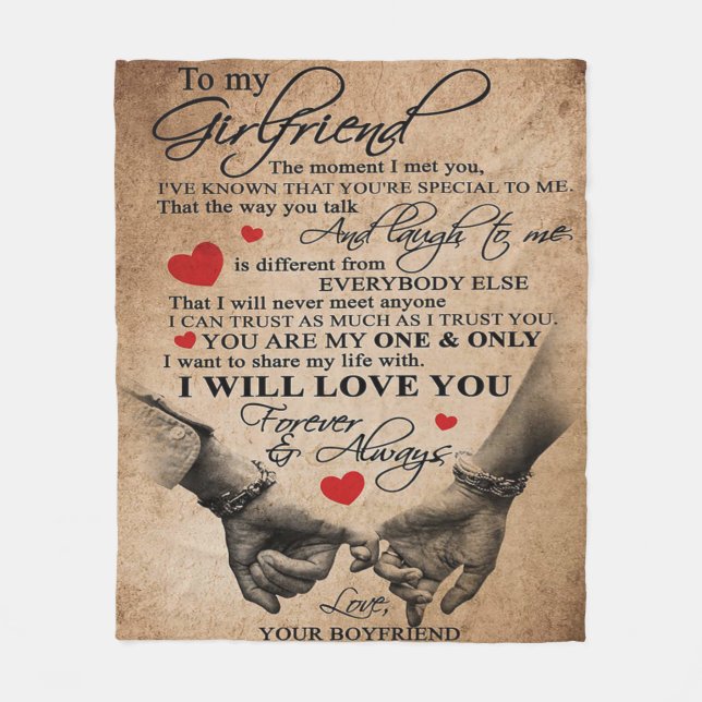 Love Quote For Girlfriend | Best Gift For Wife Fleece Blanket (Front)