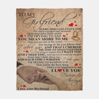 Love Quote For Girlfriend | Cute Decor Gift Fleece Blanket