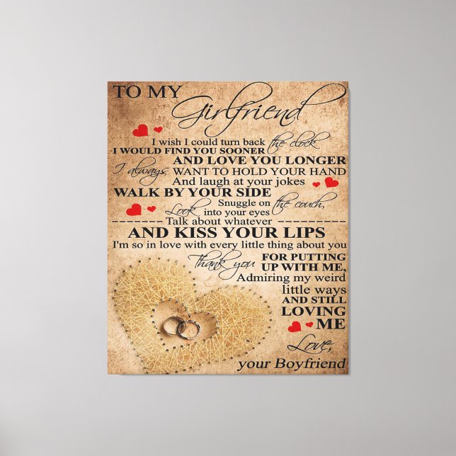 Love Quote For Girlfriend | Cute Family Present Canvas Print (Front)