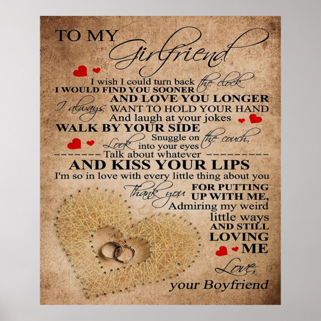 Love Quote For Girlfriend | Cute Family Present Poster (Front)