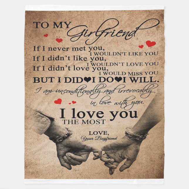 Love Quote For Girlfriend | Funny Quotes Gift Fleece Blanket (Front)