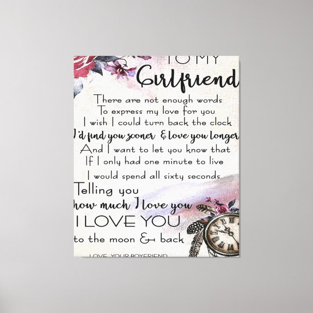Love Quote For Girlfriend | Lovely Couple Gift Canvas Print (Front)