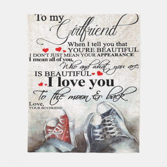 Love Quote For Girlfriend | Lovely Couple Gift Fleece Blanket (Front)