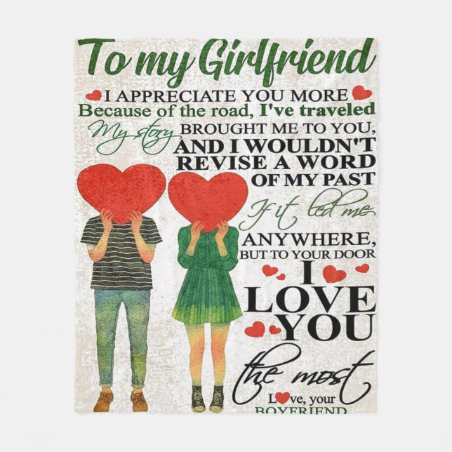 Love Quote For Girlfriend | Lovely Couple Gift Fleece Blanket (Front)
