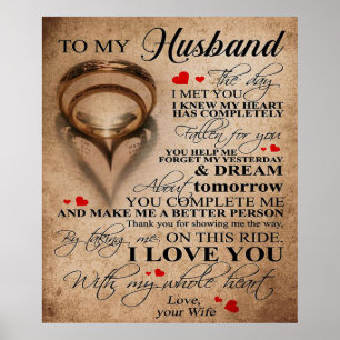 Love Quote For Husband   Best Gift For Husband Poster