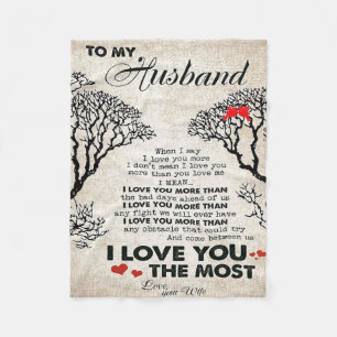 Love Quote For Husband   Cute Gift For Boyfriend Fleece Blanket