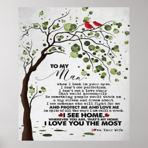 Love Quote For Husband   To My Man Gift Poster