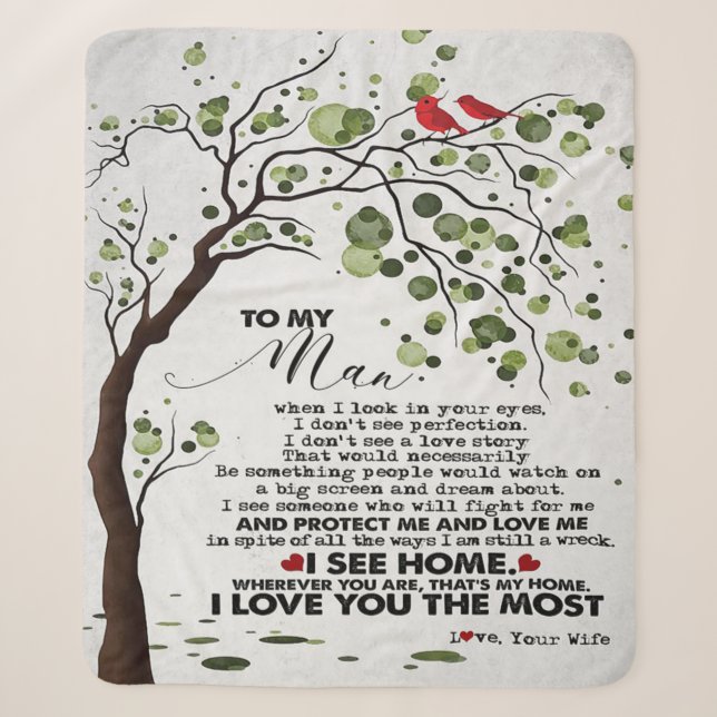 Love Quote For Husband | To My Man Gift Sherpa Blanket (Front)