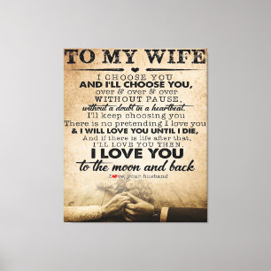 Love Quote For Wife   Best and Perfect Gift Canvas Print