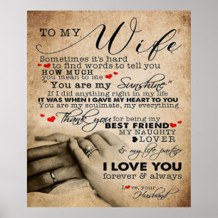 Love Quote For Wife   Home Decor Gift
