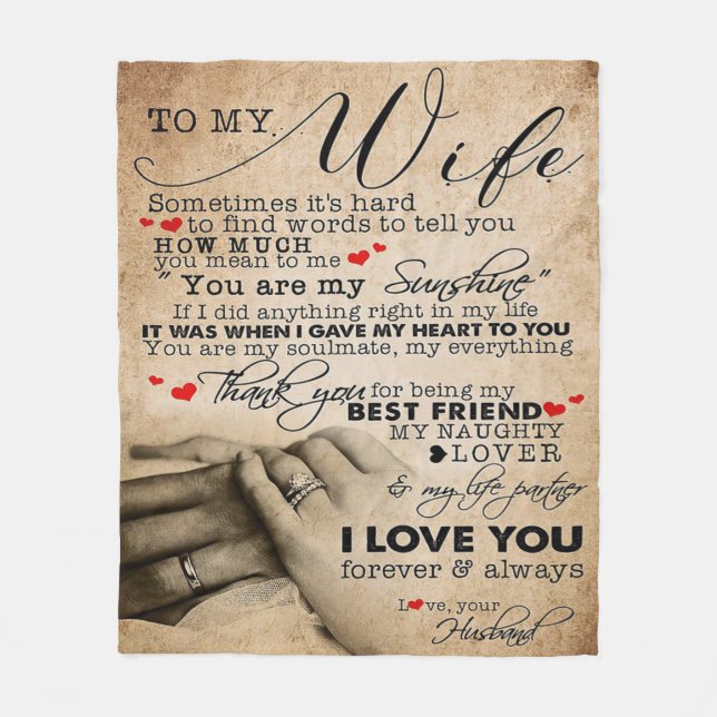 Love Quote For Wife | Home Decor Gift Fleece Blanket (Front)