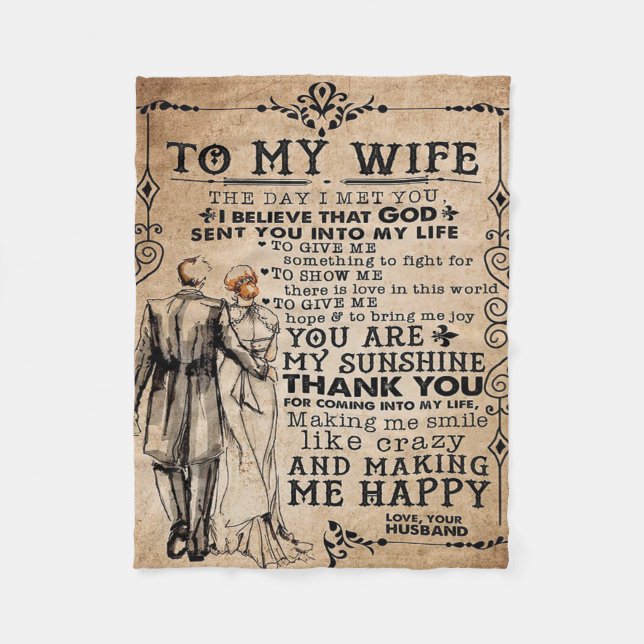 Love Quote For Wife | Trendy Present For Wife Fleece Blanket (Front)
