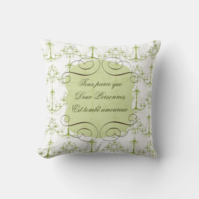Love Quote in French Throw Pillow (Front)