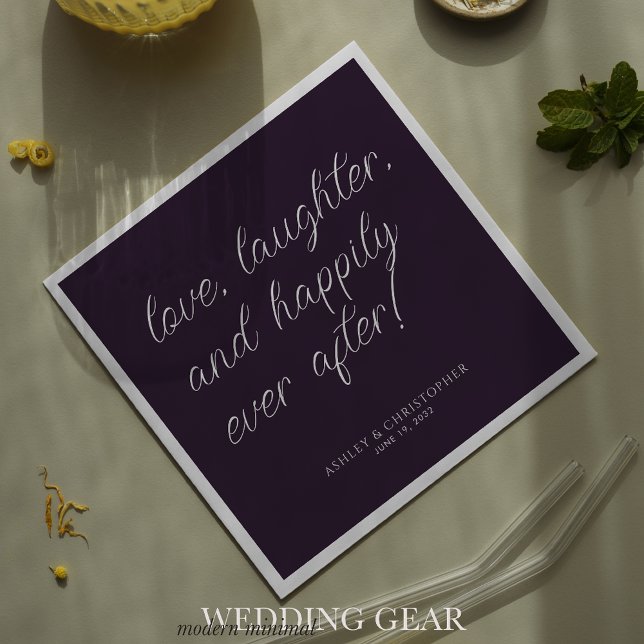 Love Quote Minimal Typographic Purple Cocktail Napkin (Creator Uploaded)